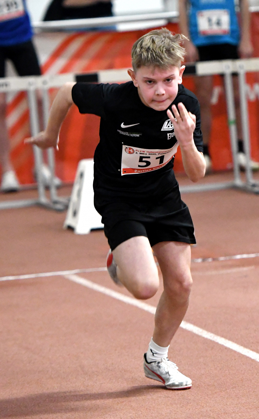 Bastian Sievert (M13) legte die 60 Meter in 9,10 Sekunden zurück. Foto: Bottin